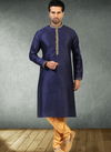 Navy Blue Colour New Design Jacquard Silk Brocade Festive Wear Latest Kurta Pajama Mens Collection 1219-1017